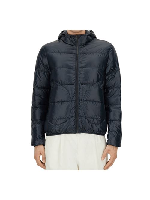 Giubbotto da uomo con cappuccio imbottito in piuma, colore blu navy HERNO | PI001248U120179200